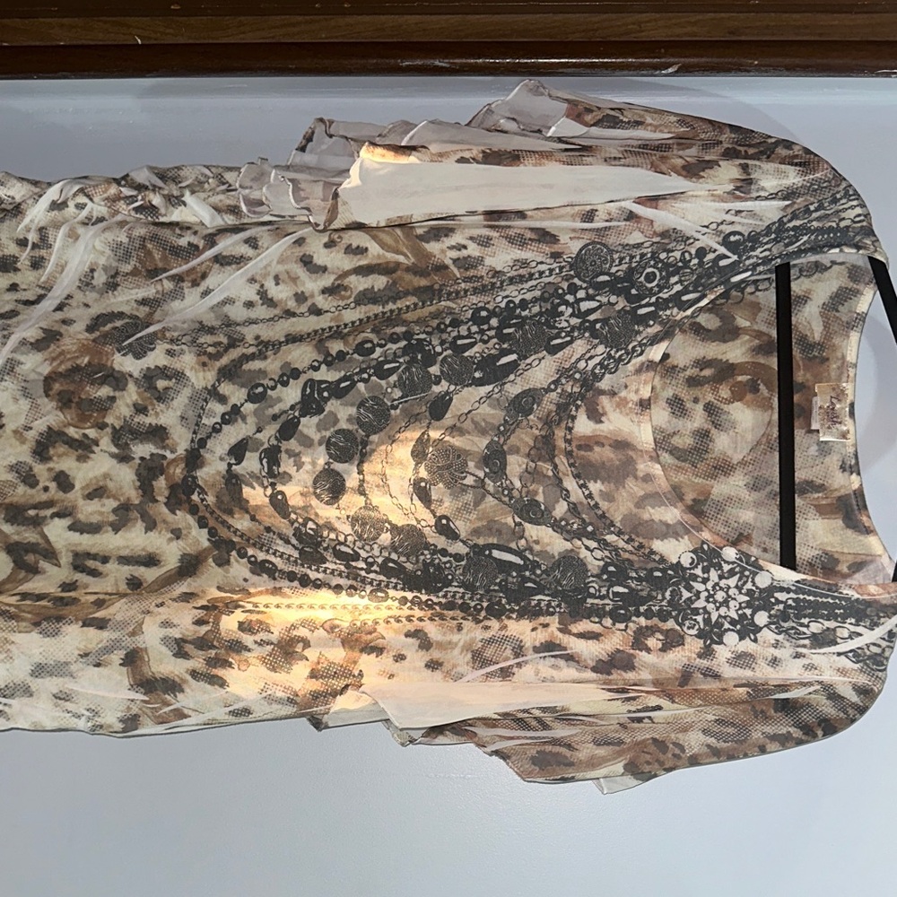 Lavish Animal Print Blouse with Black Accents